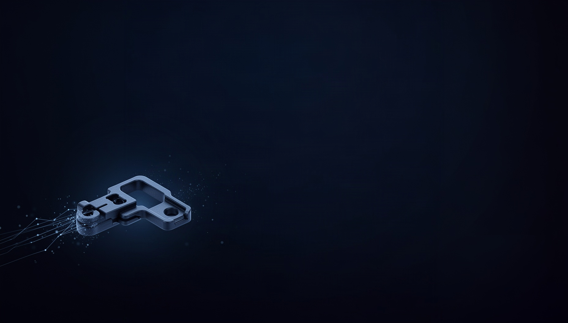 Computer hardware powerpoint background with a CPU socket in opposite corners (bottom left, top right), deep navy