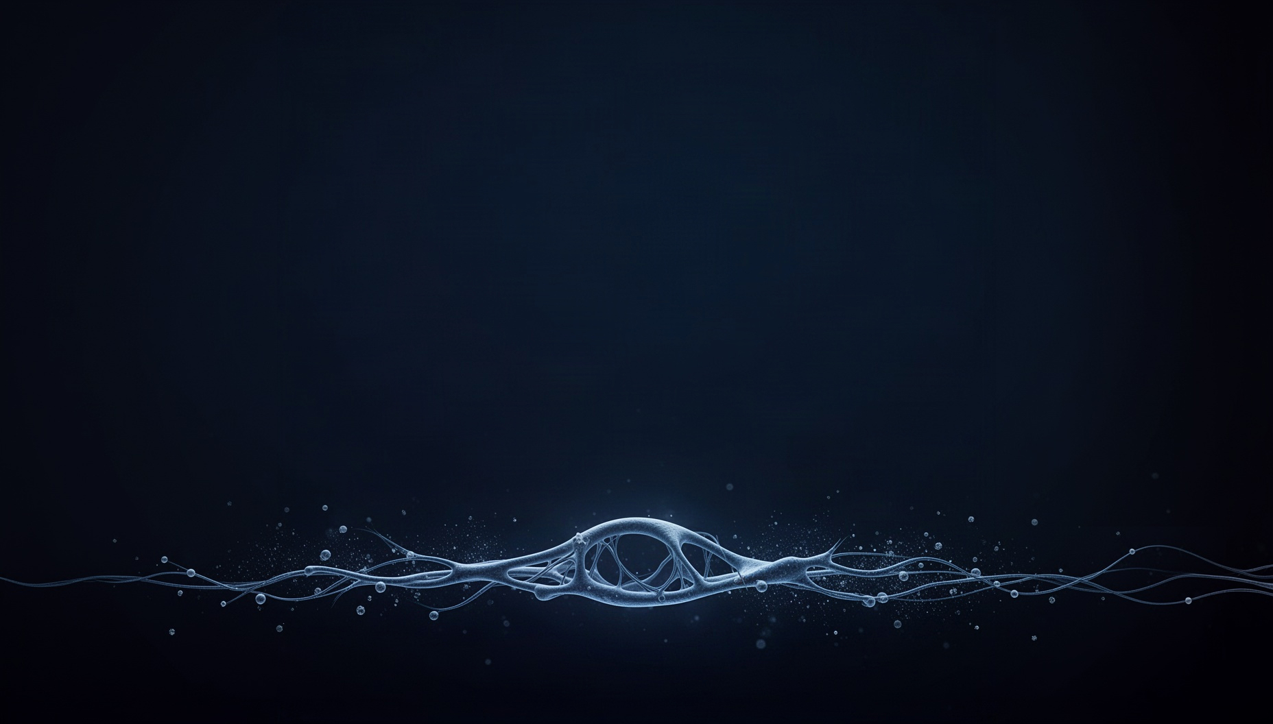 Nervous system slide background with a realistic nerve plexus along the bottom edge, deep navy