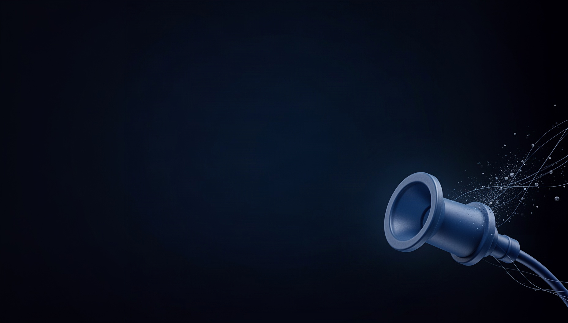 Respiratory therapy PowerPoint background with a holographic spirometer mouthpiece in opposite corners, deep navy