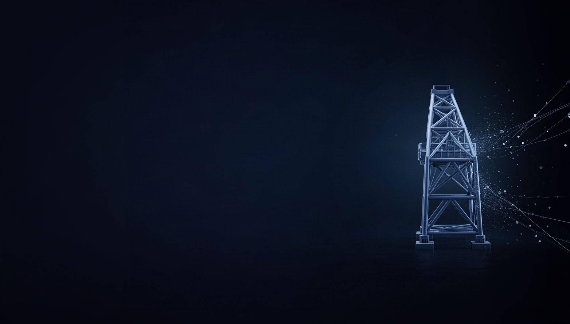 Shipping PowerPoint background with a quay gantry on the right edge, deep navy