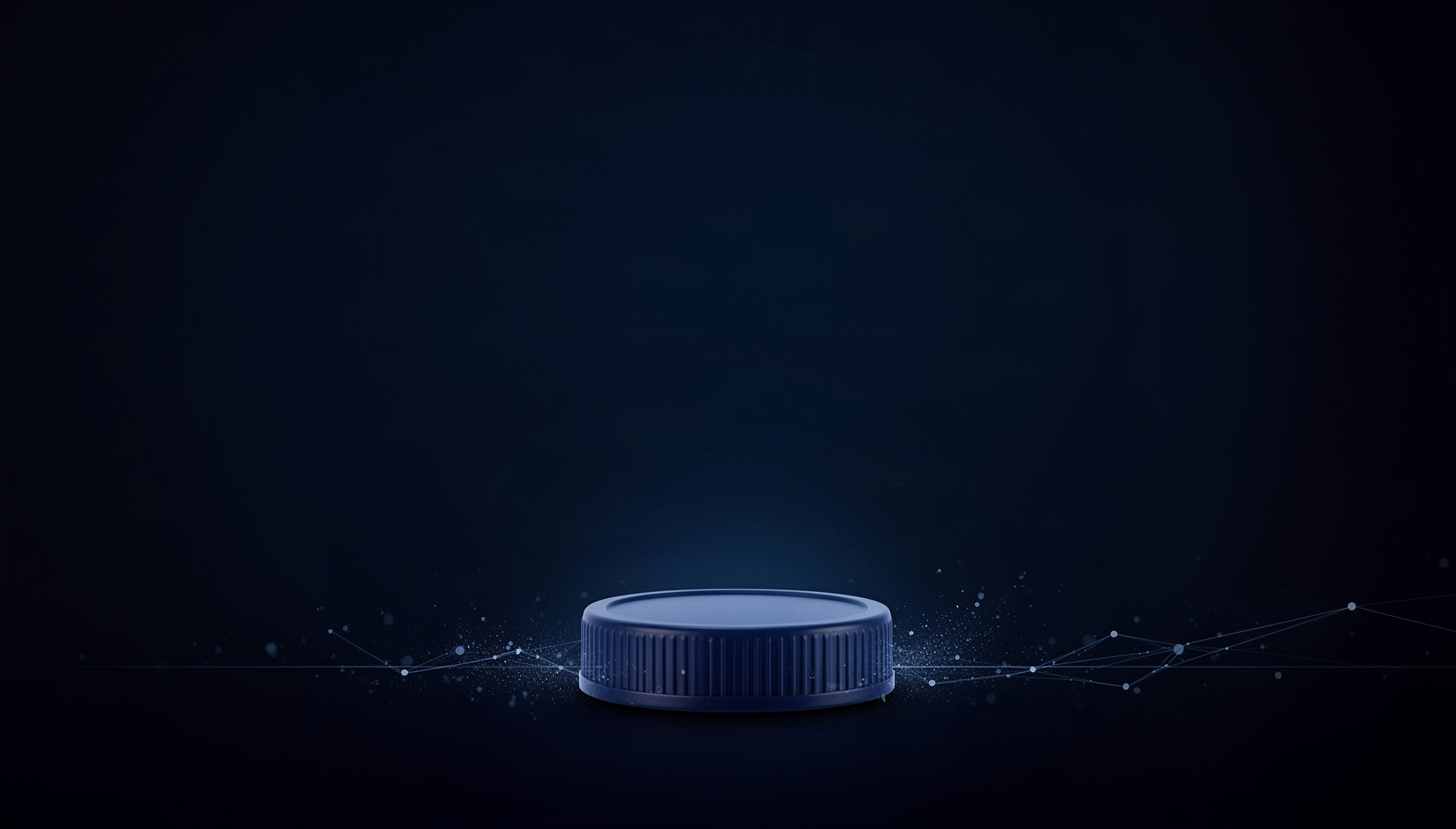 Pharmacy PowerPoint background with a holographic pill bottle along the bottom edge, deep navy