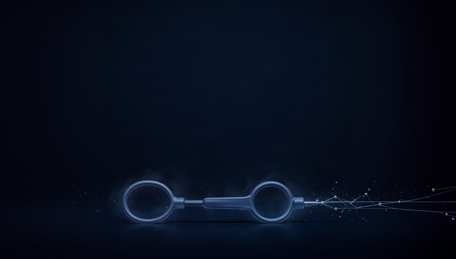 Healthcare PowerPoint background with a holographic polypectomy snare along the bottom edge, deep navy