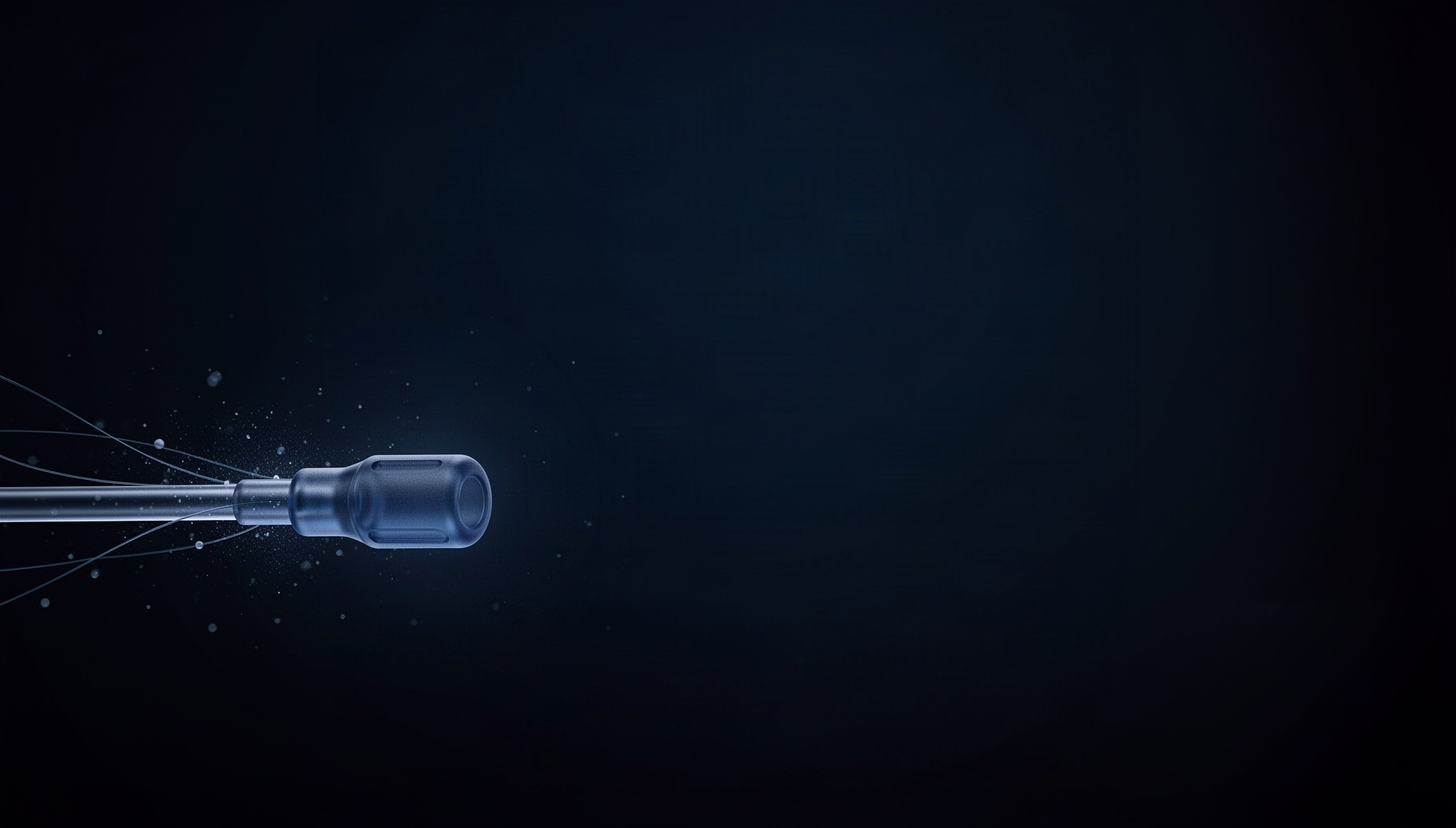 Healthcare PowerPoint background with a holographic suction probe in opposite corners, deep navy