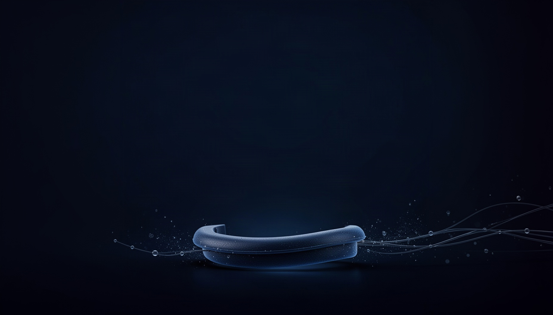 Automotive PowerPoint background with a holographic wiring grommet along the bottom edge, deep navy