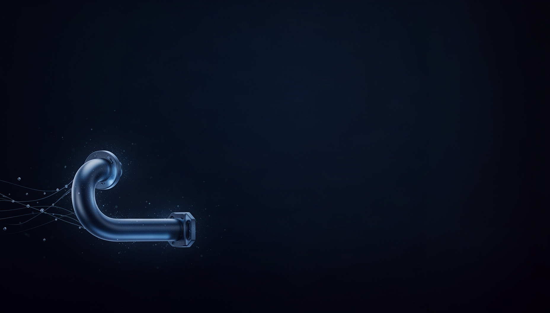 Science background for Google Slides with a holographic condenser hose in opposite corners, deep navy