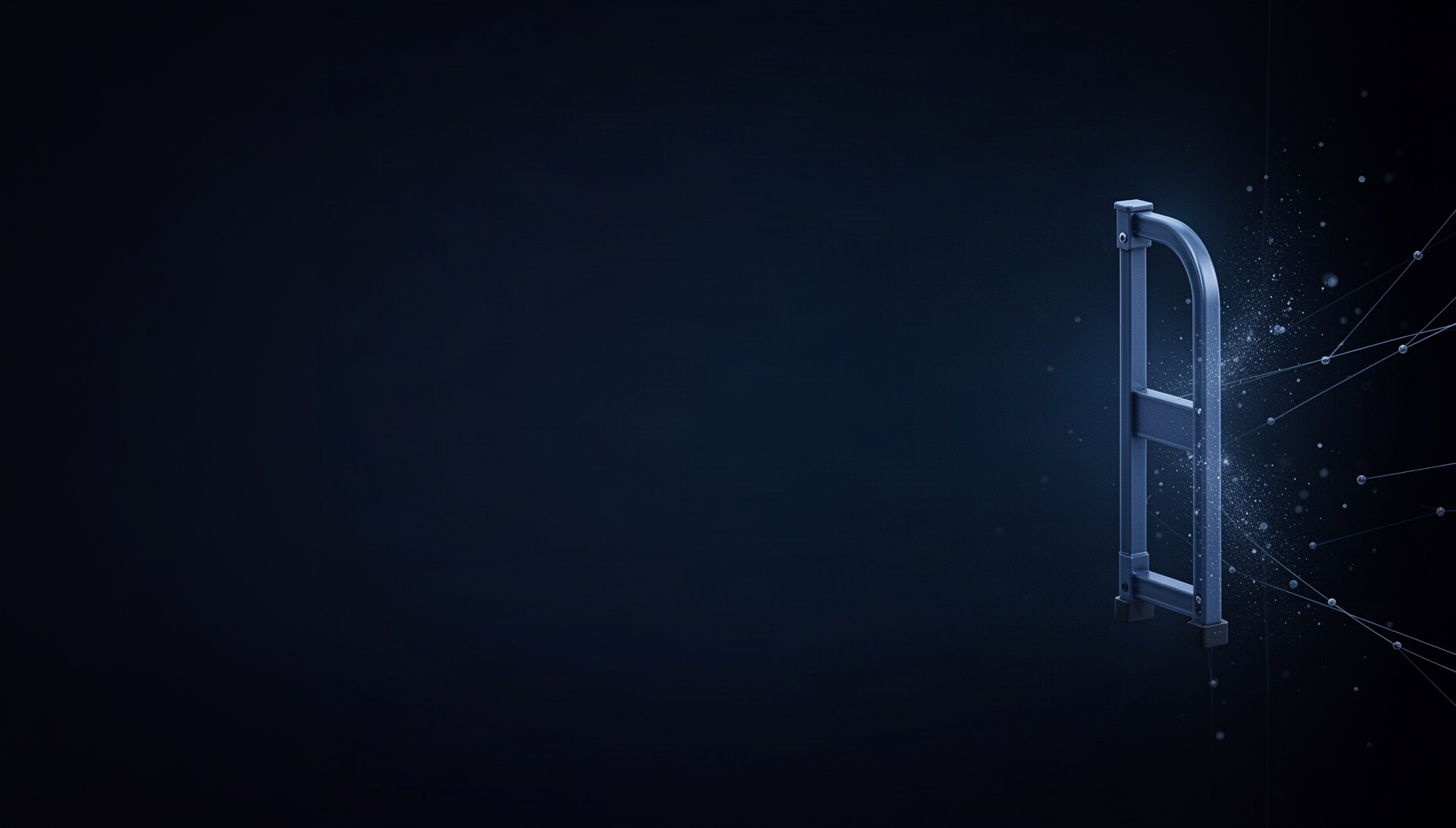 Warehouse PowerPoint background with a sorting rack on the right edge, deep navy
