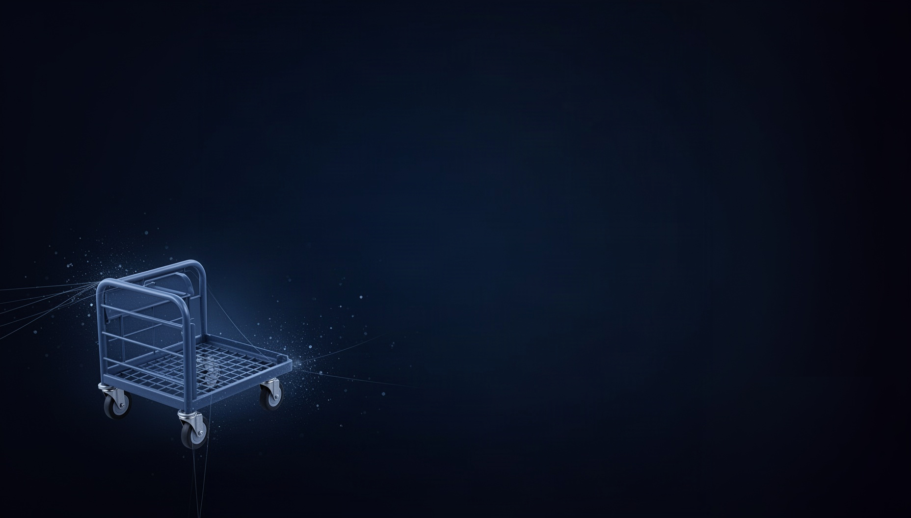 Warehouse PowerPoint background with a roll container in opposite corners, deep navy