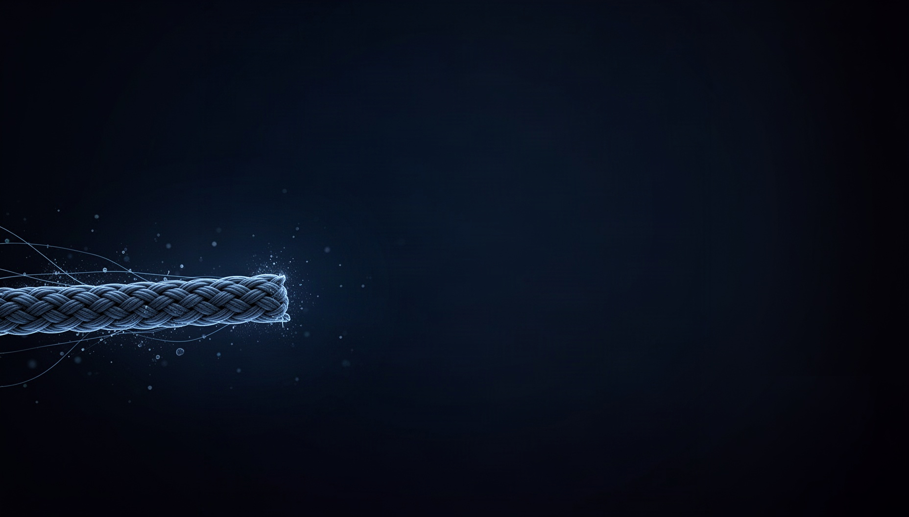 Electrical presentation background with a holographic cable braid in opposite corners (bottom left, top right), deep navy