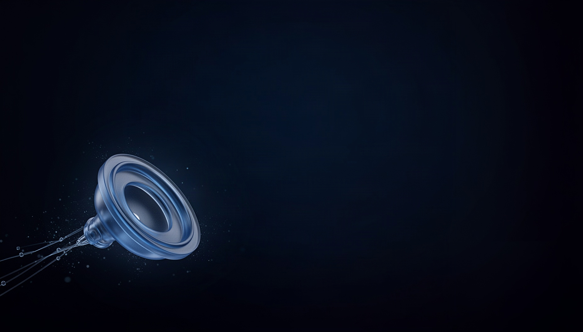 Medical background for slides with a holographic oxygenator in opposite corners (bottom left, top right), deep navy