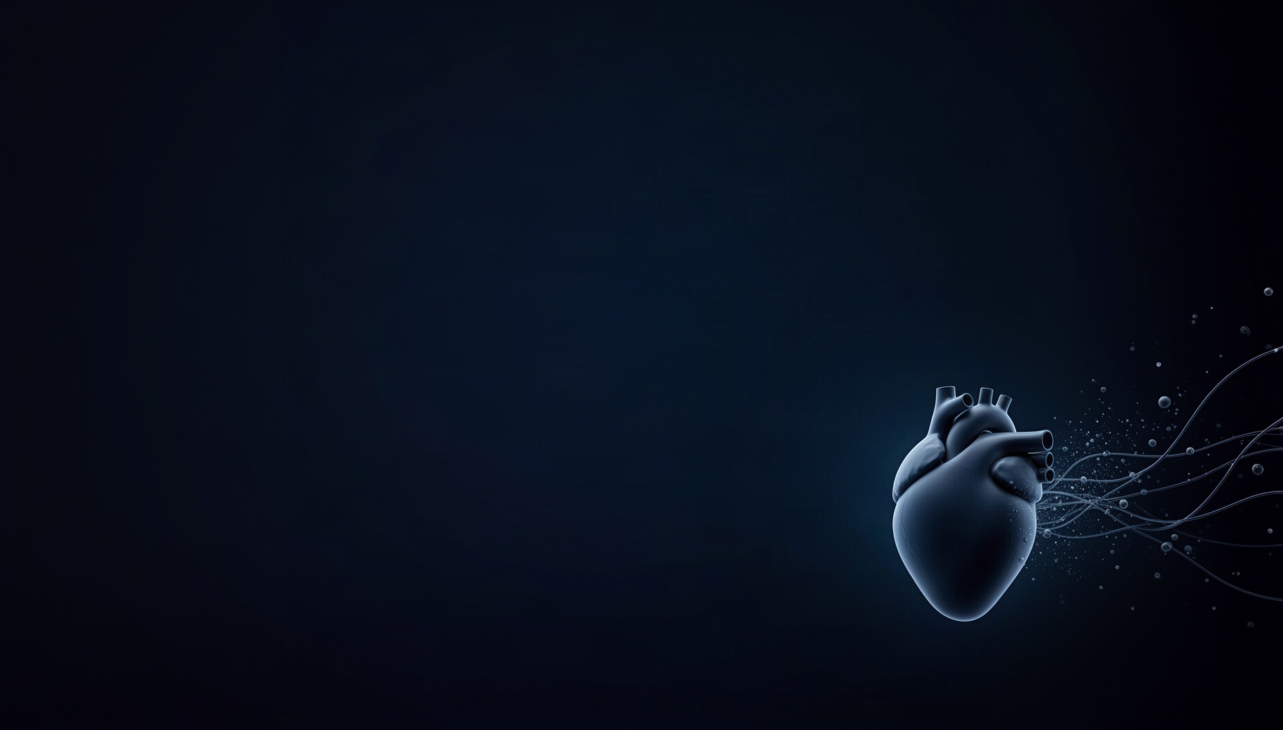 Lung powerpoint background with a illustrated heart ventricle in opposite corners (top left, bottom right), deep navy