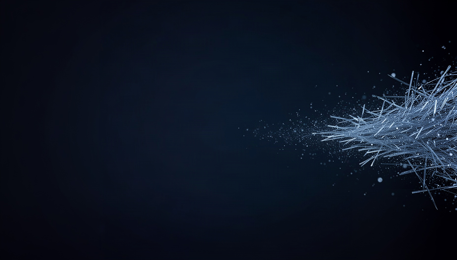 Electronics PowerPoint background with holographic light filaments on the right edge, deep navy