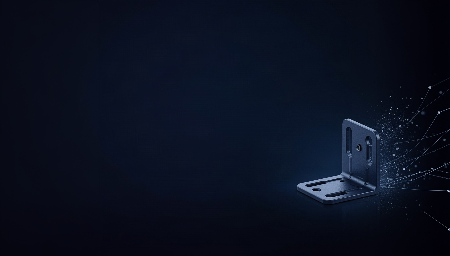 Telecom powerpoint background with a holographic server rack bracket in opposite corners (top left, bottom right), deep navy
