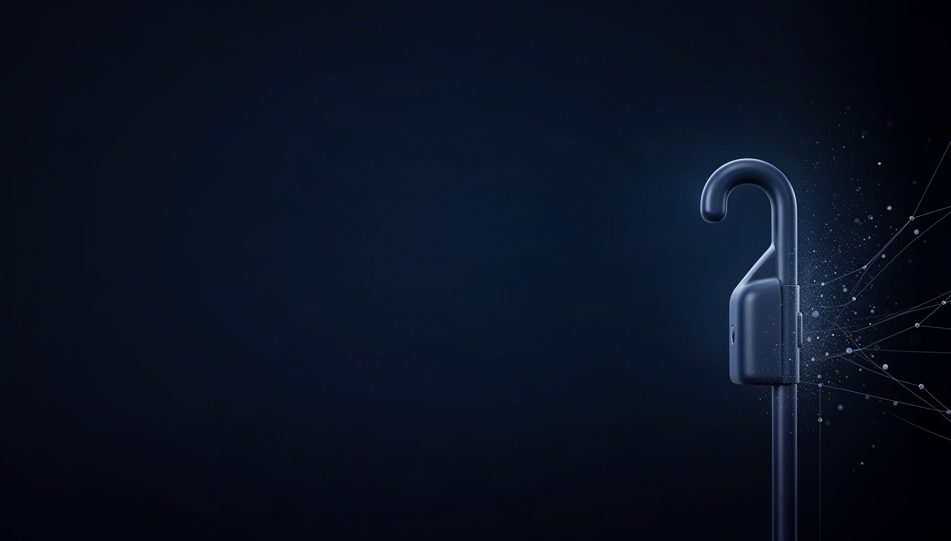 Dark blue presentation background with a realistic bed rail on the right edge, deep navy