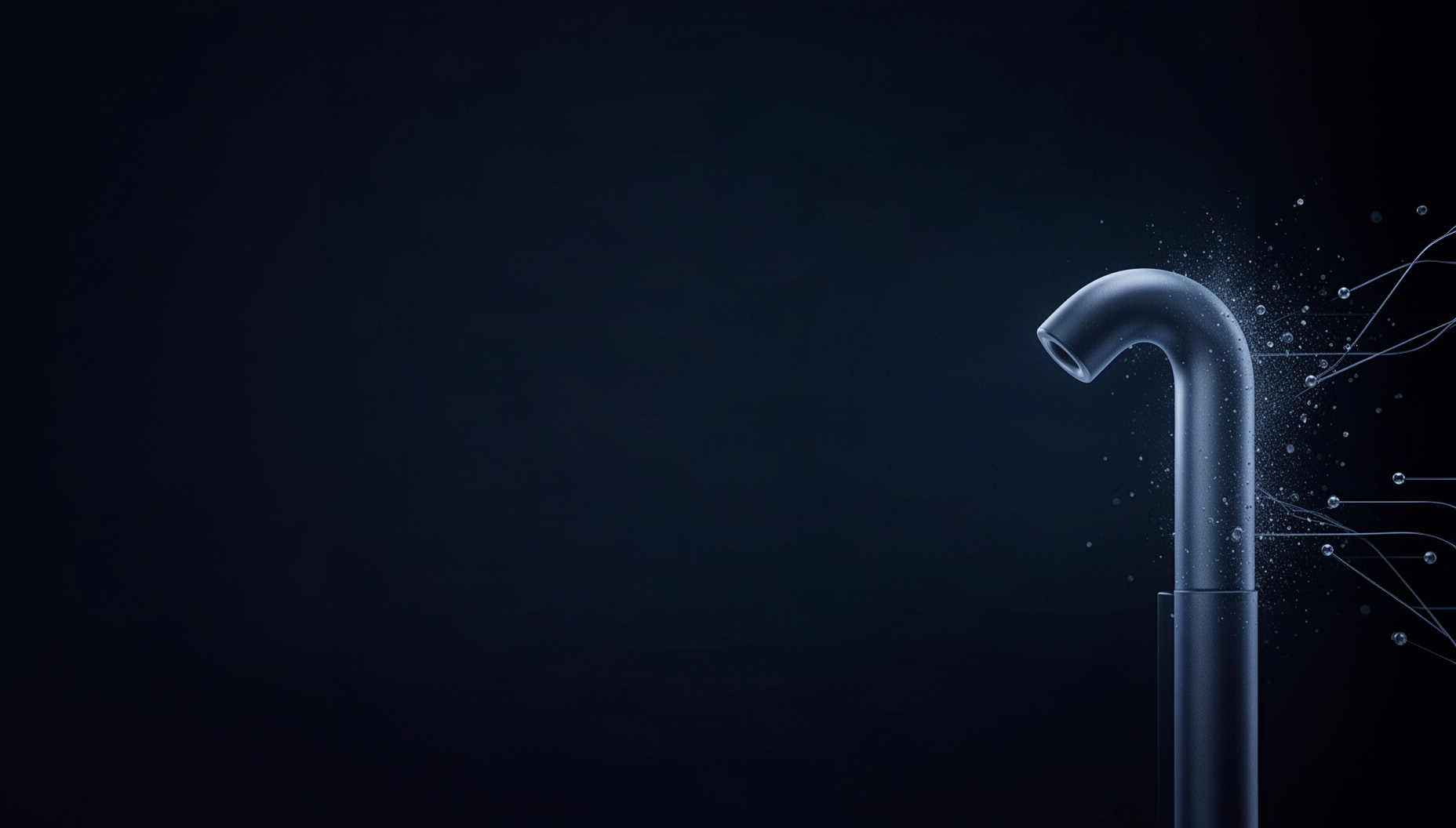 Computer presentation background with a neon heat pipe tip on the right edge, deep navy