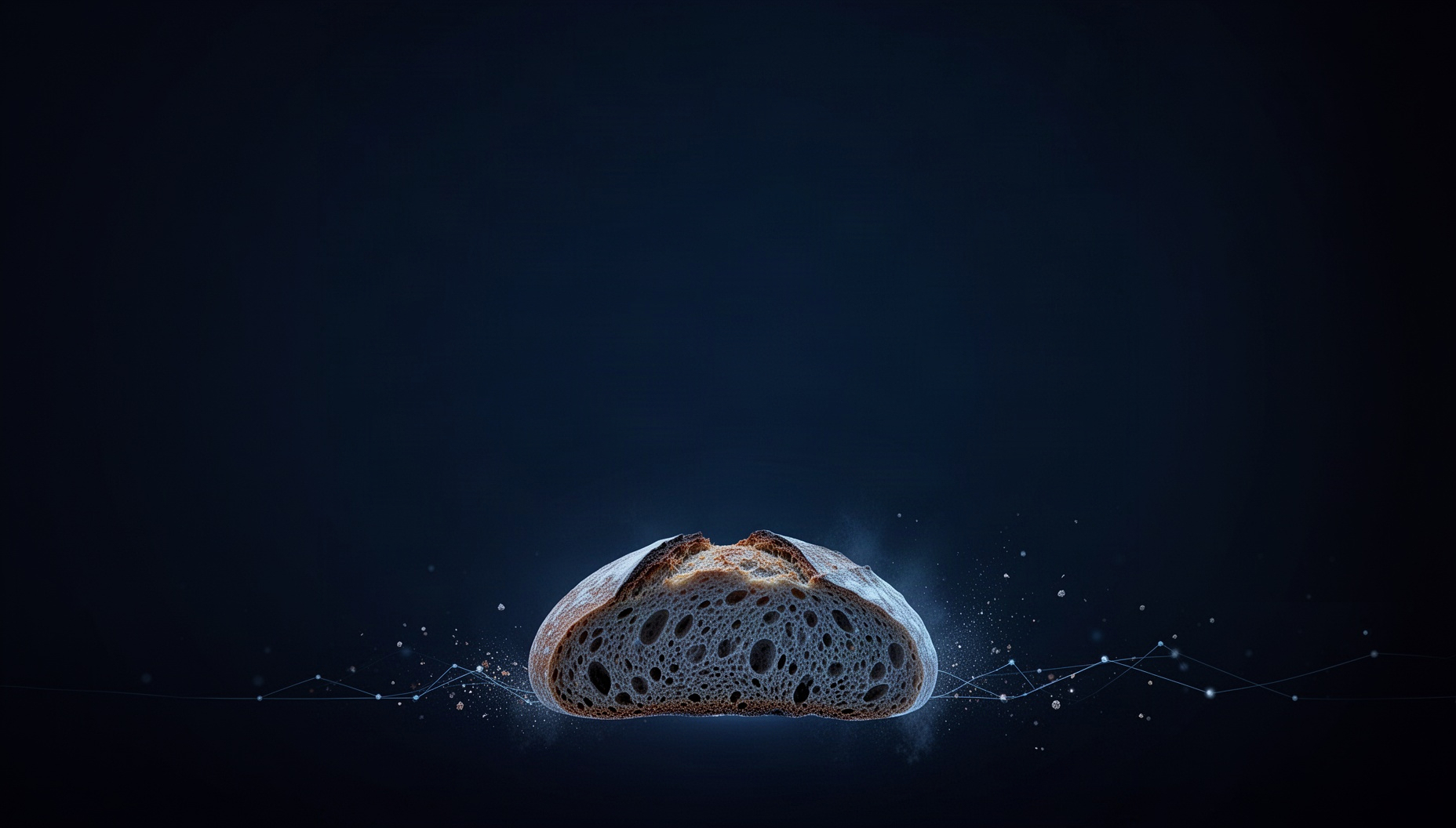 Nutrition PowerPoint background with a painterly whole-grain loaf along the bottom edge, deep navy