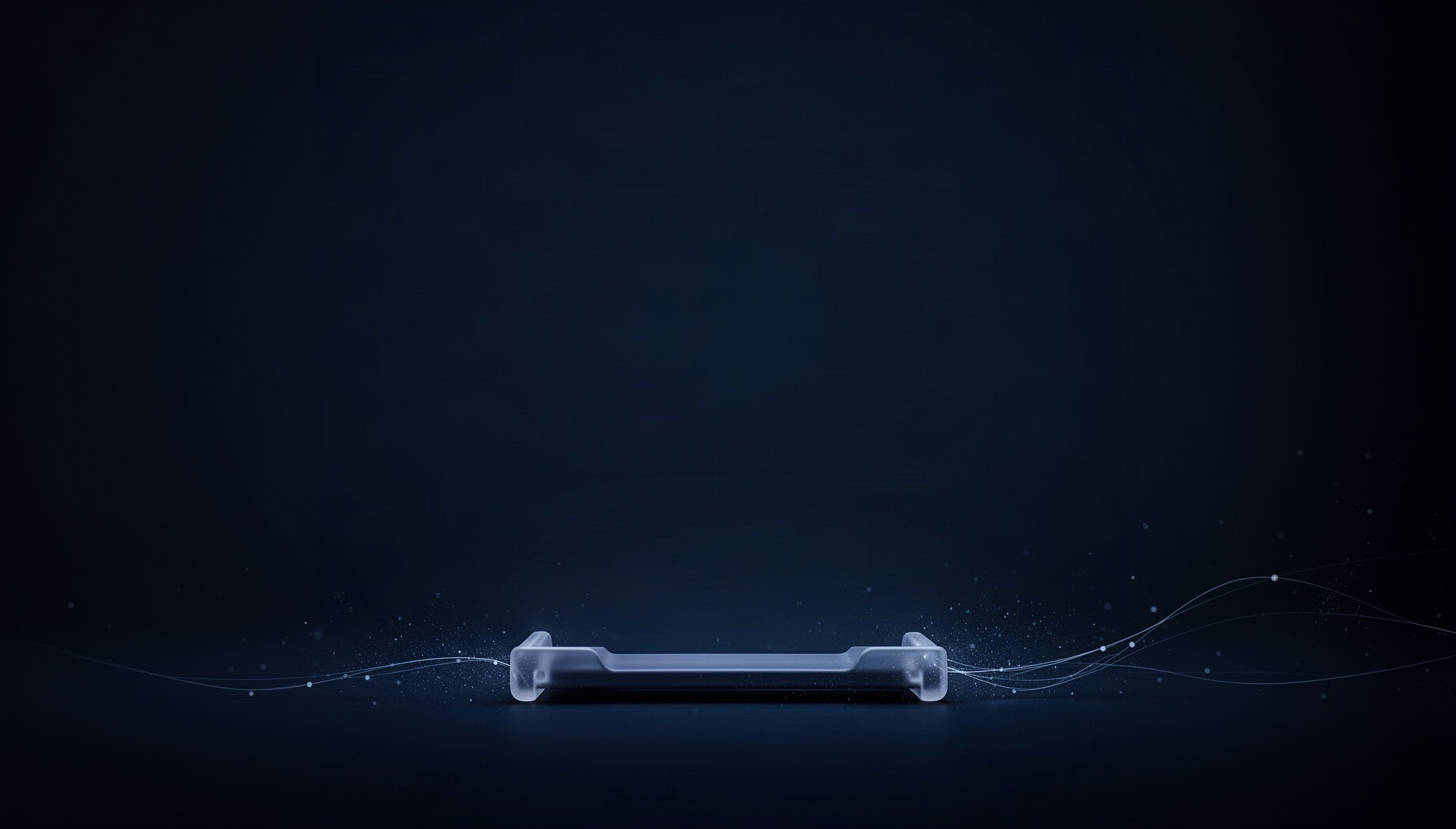 Book background for slides with a holographic bookstand along the bottom edge, deep navy