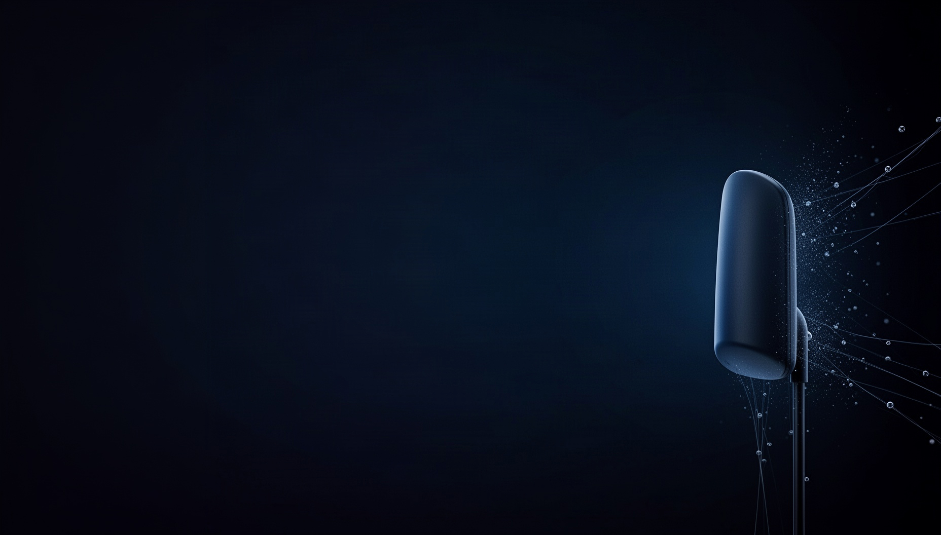 Ultrasound PowerPoint background with a convex probe on the right edge, deep navy