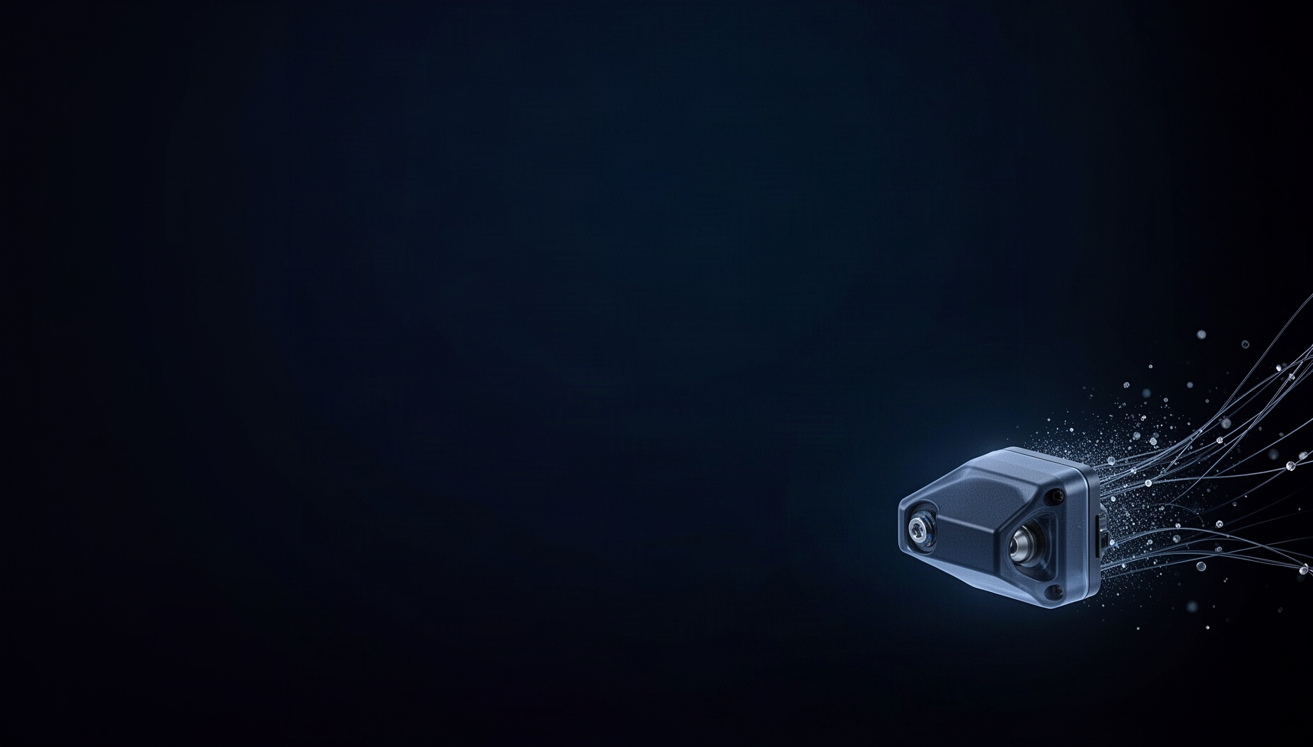 Ultrasound PowerPoint background with a phased-array transducer in opposite corners, deep navy