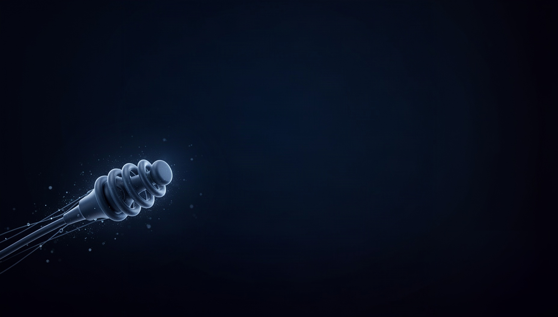 Ultrasound PowerPoint background with a coiled probe cable in opposite corners, deep navy