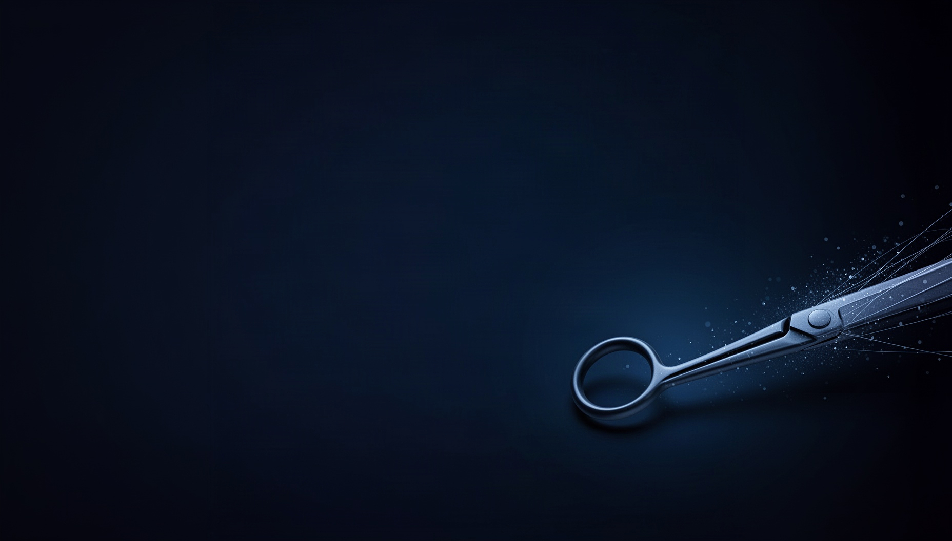 Surgery powerpoint background with a holographic pair of surgical scissors in opposite corners, deep navy