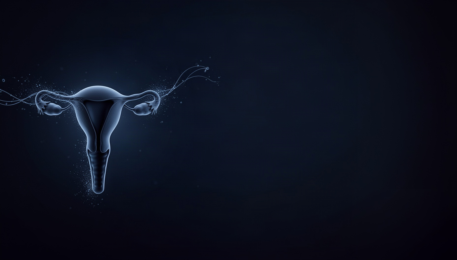 Pregnancy powerpoint background with a blue uterus on the left edge, deep navy