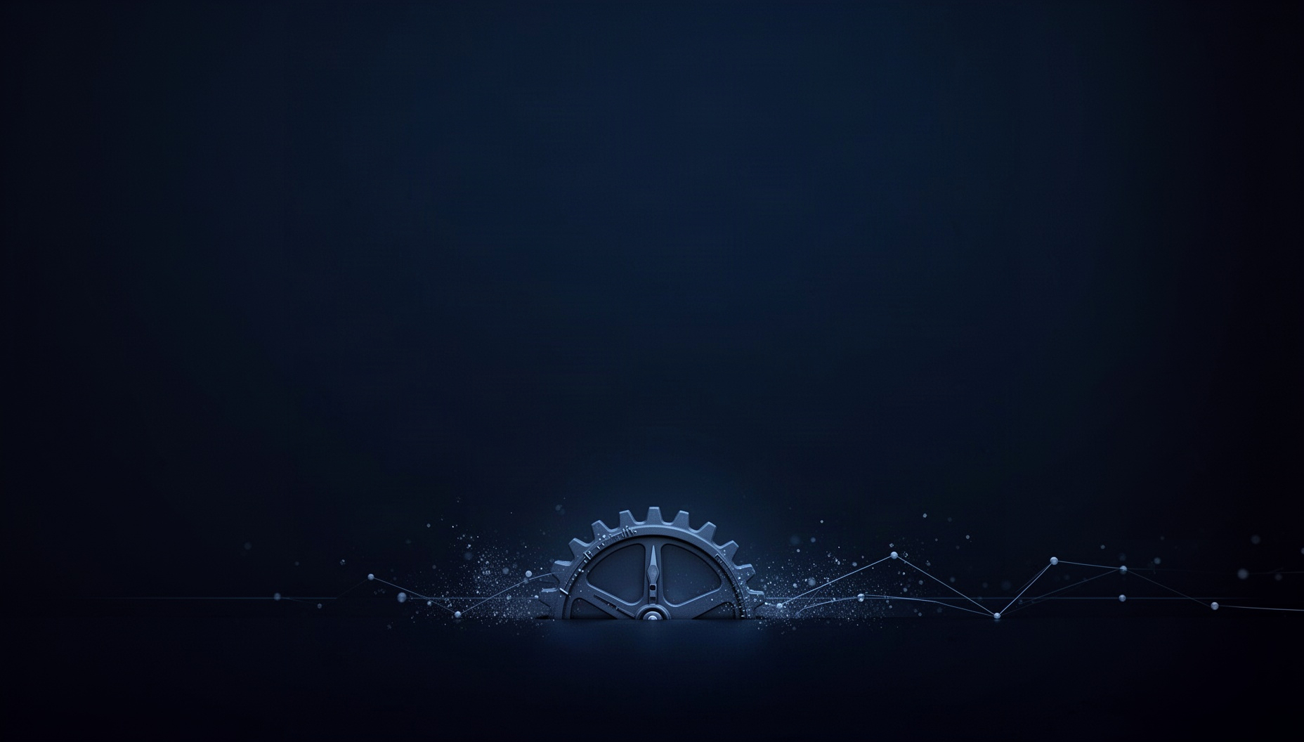 Clock slide background with a painterly clock gear rim along the bottom edge, deep navy