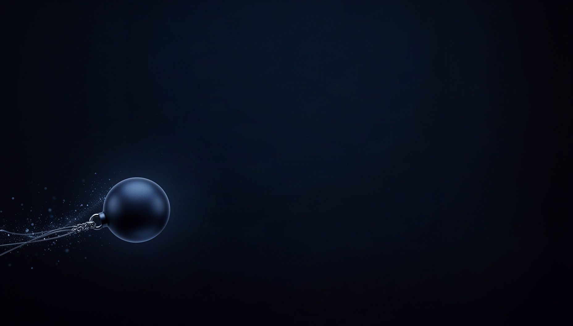 Time powerpoint background with a holographic metronome bob in opposite corners (bottom left, top right), deep navy