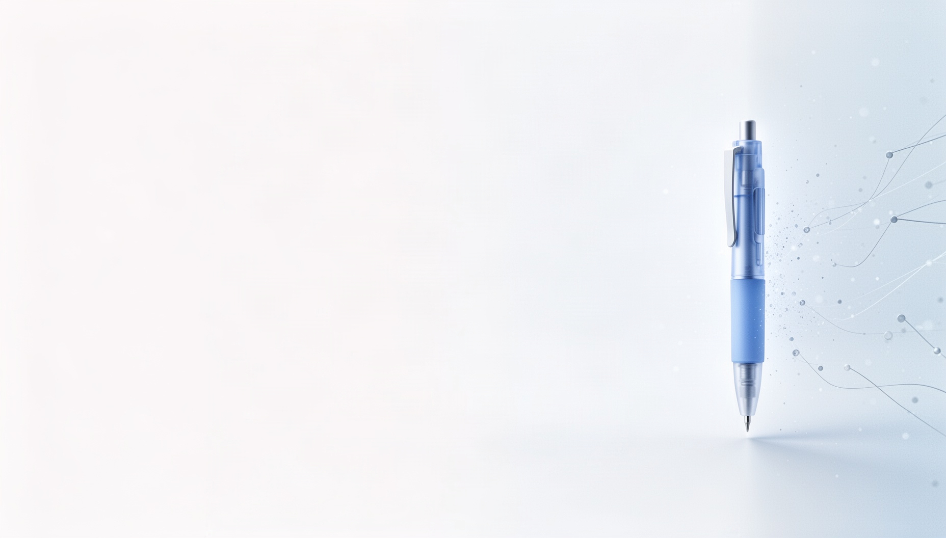 Light blue PowerPoint background with a holographic mechanical pencil clip on the right edge, white