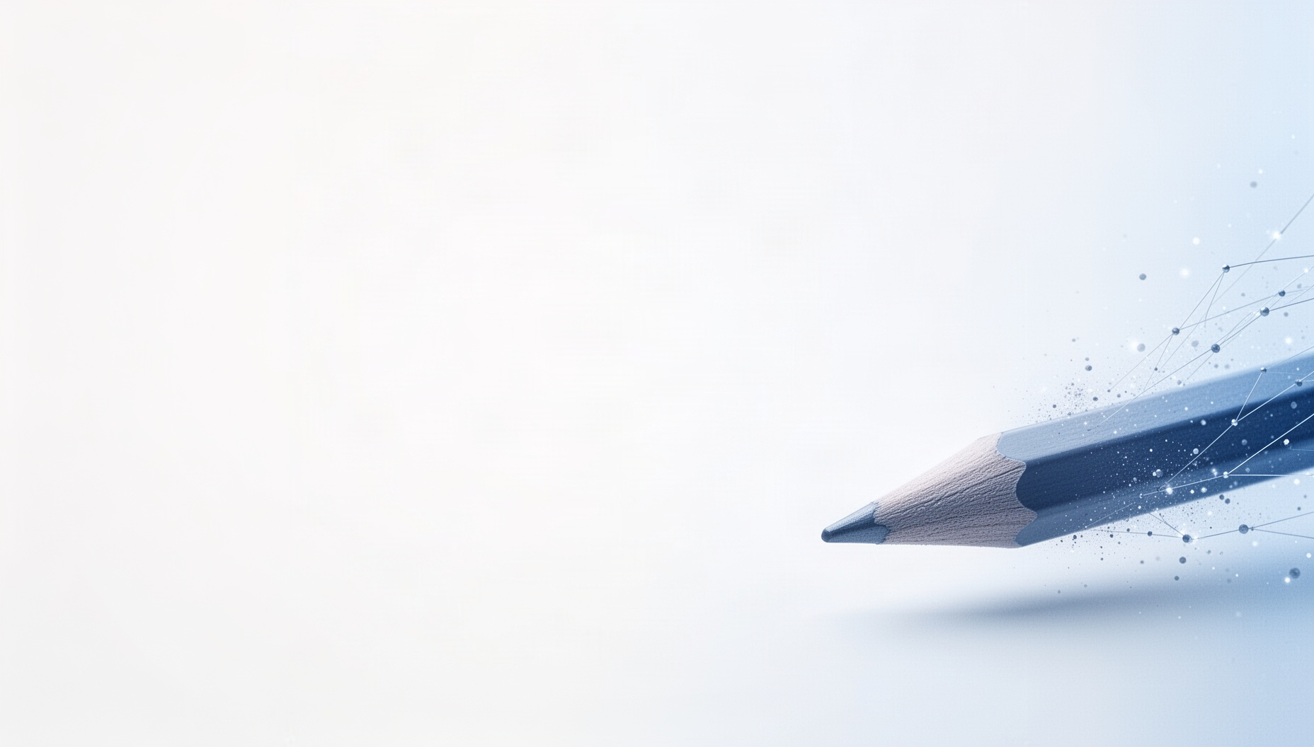 Light blue PowerPoint background with a holographic pencil point in opposite corners, white