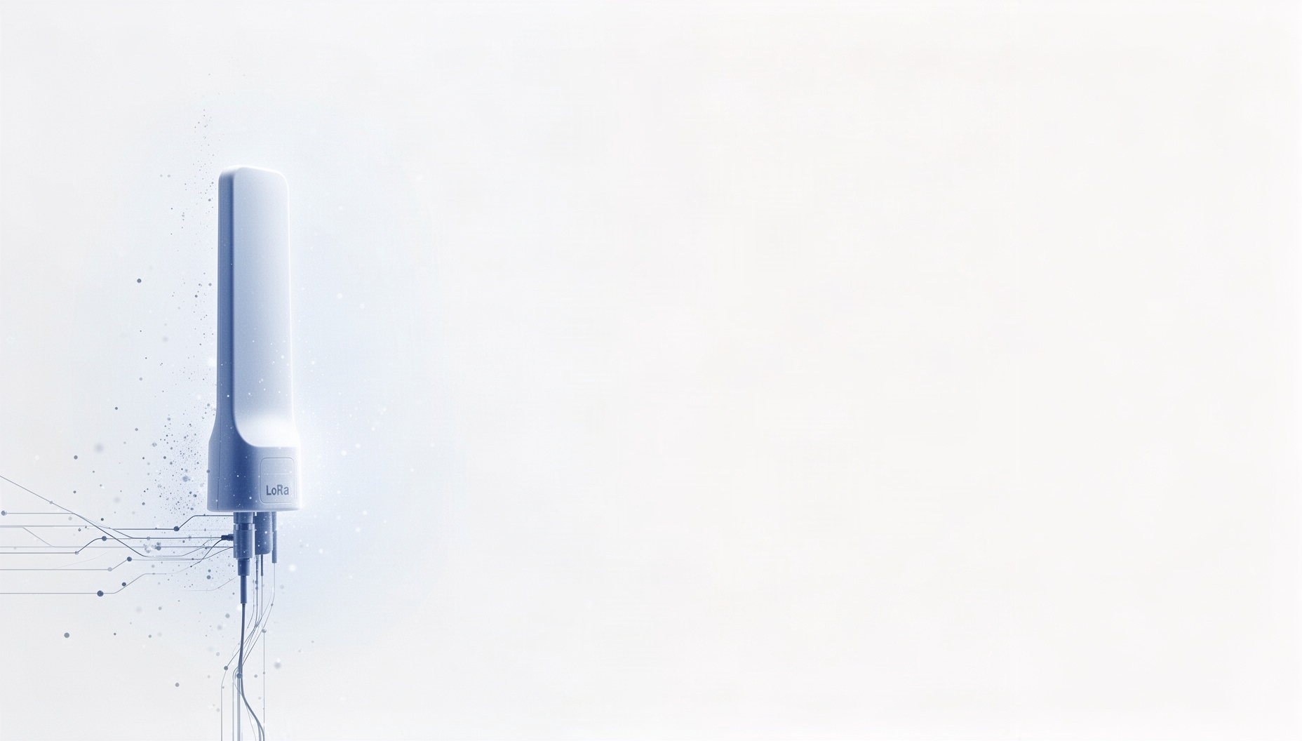 IoT PowerPoint background with a holographic antenna on the left edge, white
