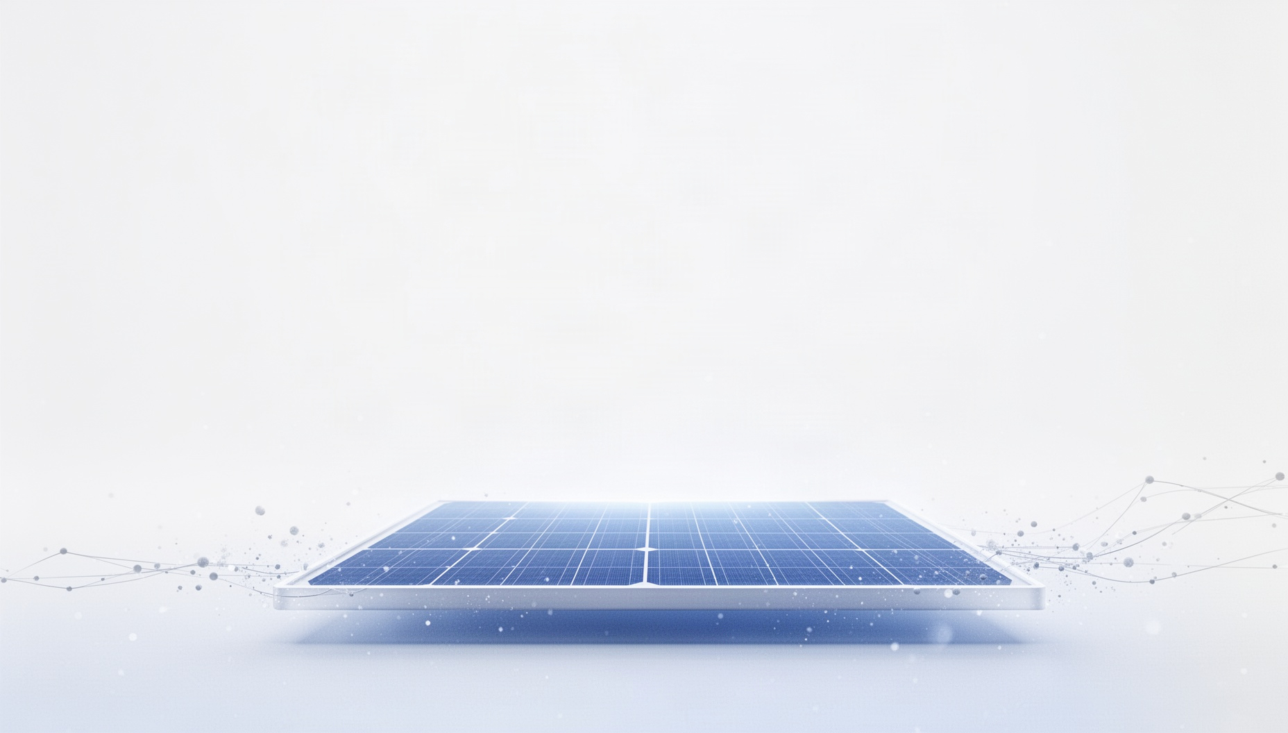 IoT PowerPoint background with a holographic solar panel along the bottom edge, white