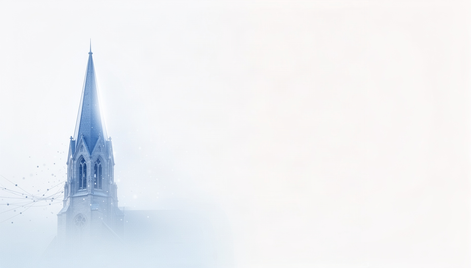 Church powerpoint backgrounds with a holographic church spire on the left edge, white