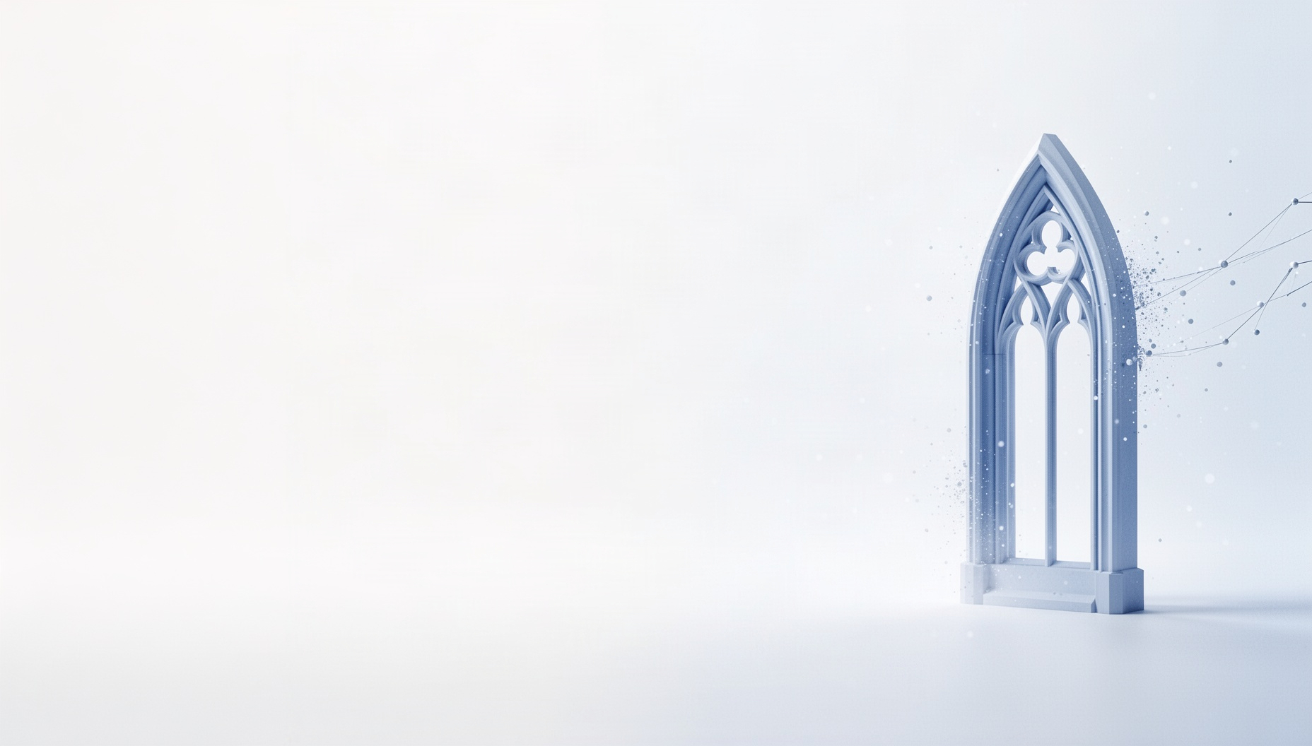 Church powerpoint backgrounds with a holographic flying buttress on the right edge, white