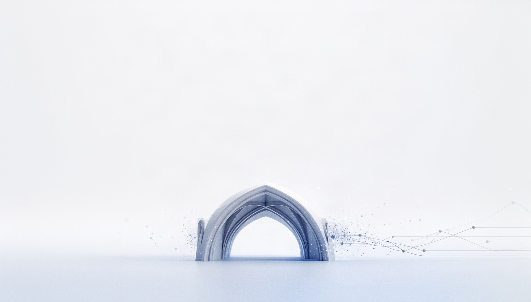 Church powerpoint backgrounds with a holographic nave vault curve along the bottom edge, white