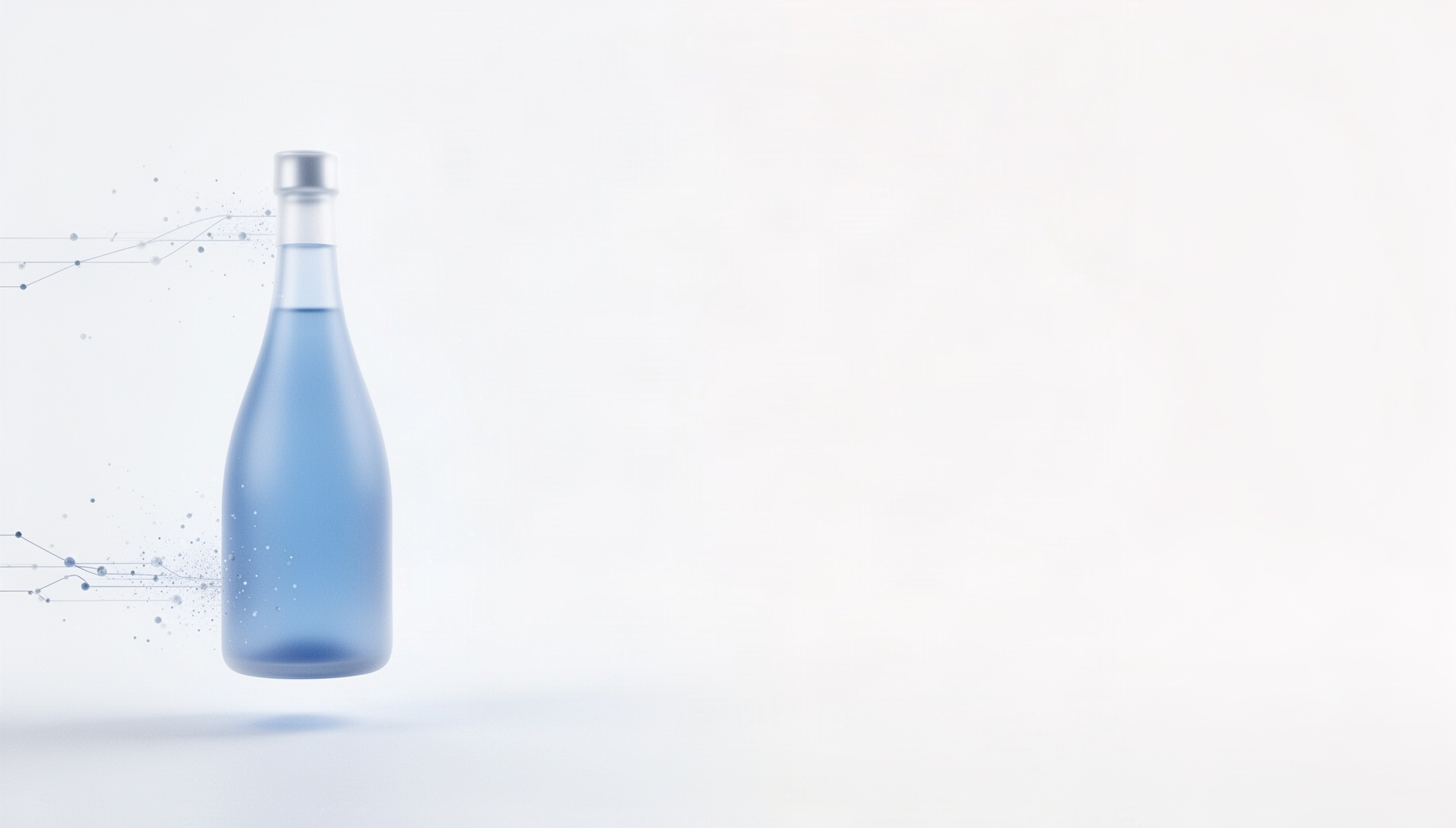 Japan slide background with a holographic sake bottle on the left edge, white