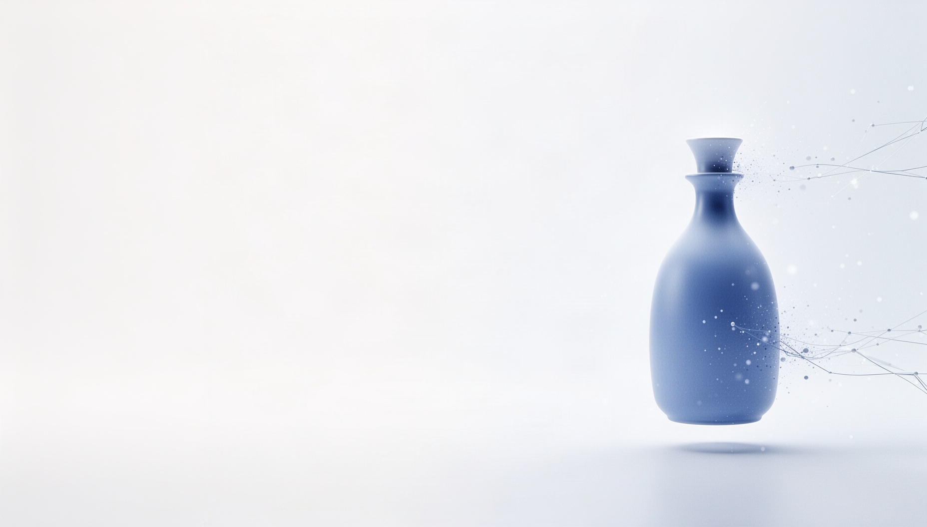 Japan slide background with a holographic sake flask on the right edge, white