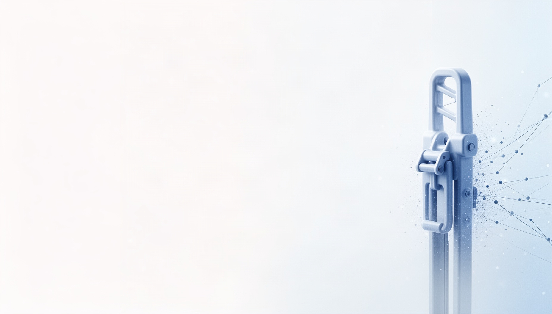 Fitness PowerPoint background with a holographic smith machine on the right edge, white