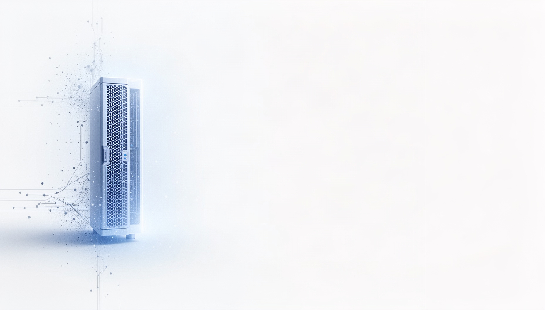 Information technology PowerPoint background with an illustrated server rack on the left edge, white