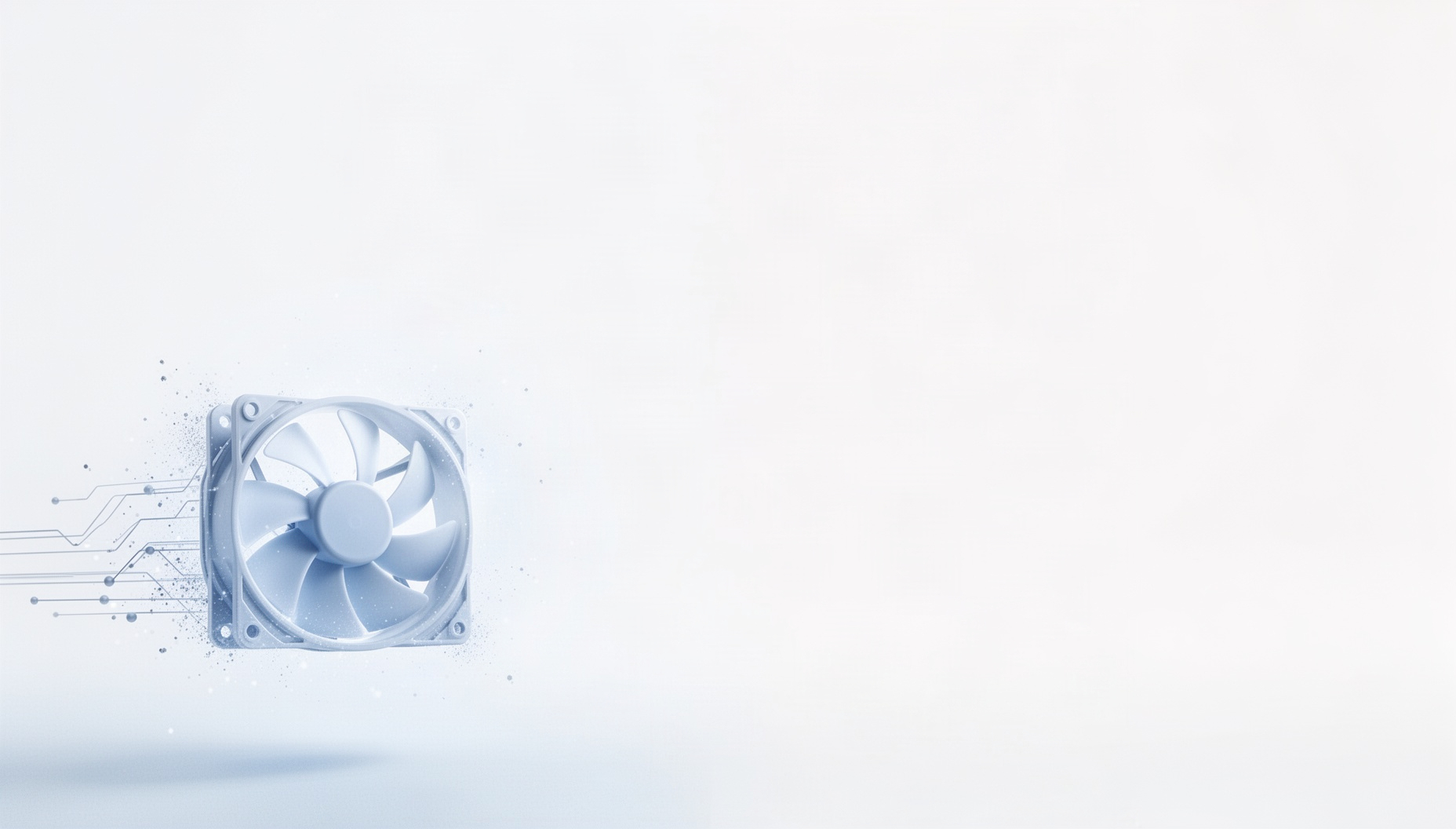 Information technology PowerPoint background with an illustrated server fan in opposite corners, white