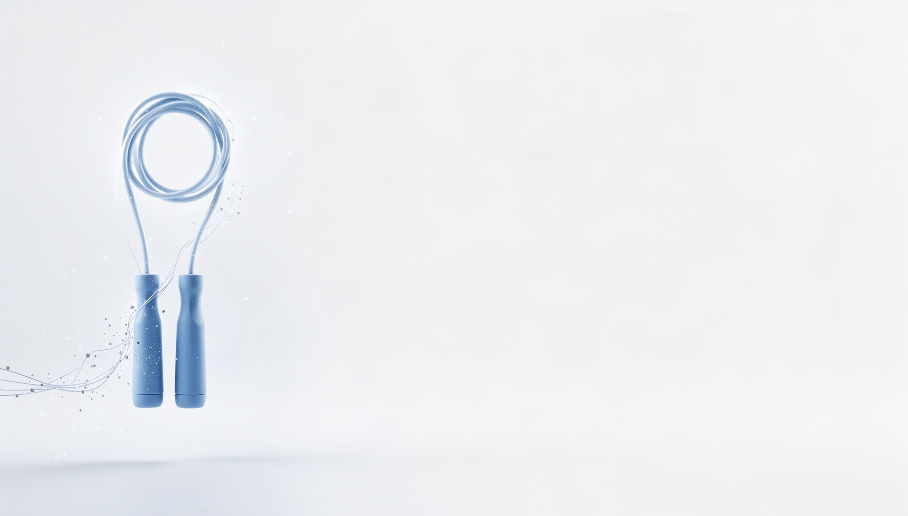 Sports slide background with a realistic jump rope on the left edge, white