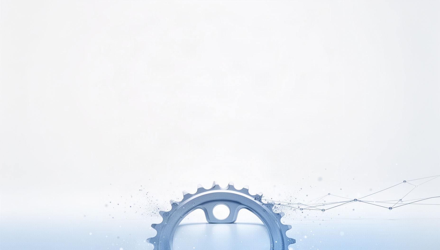 Sports slide background with a realistic bicycle chainring along the bottom edge, white