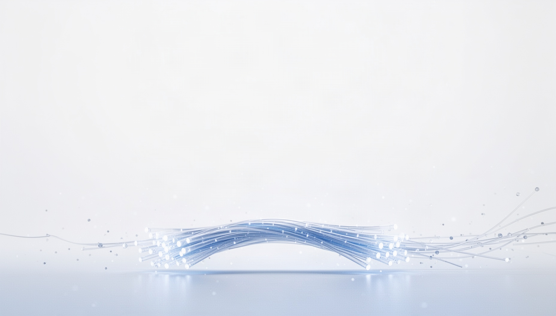 Networking powerpoint background with a 3D-rendered fiber-optic cable arc along the bottom edge, white