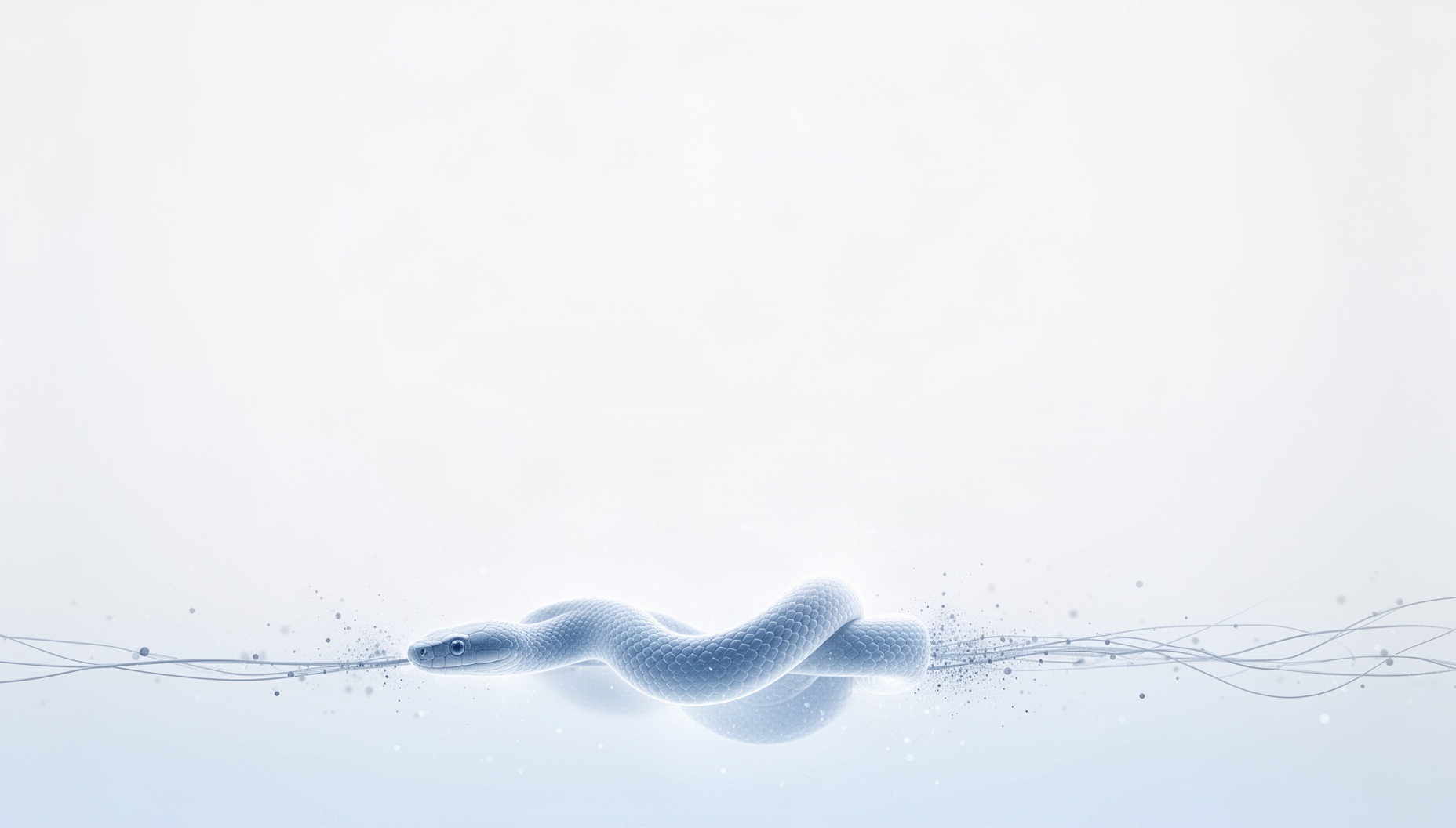 Reptile PowerPoint background with a holographic coiled snake along the bottom edge, white