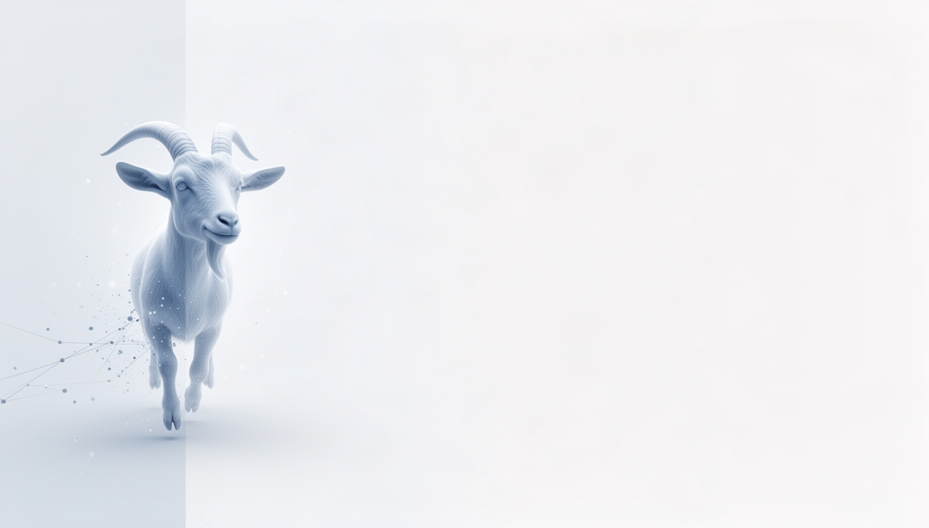Goat PowerPoint background with a holographic goat ear on the left edge, white