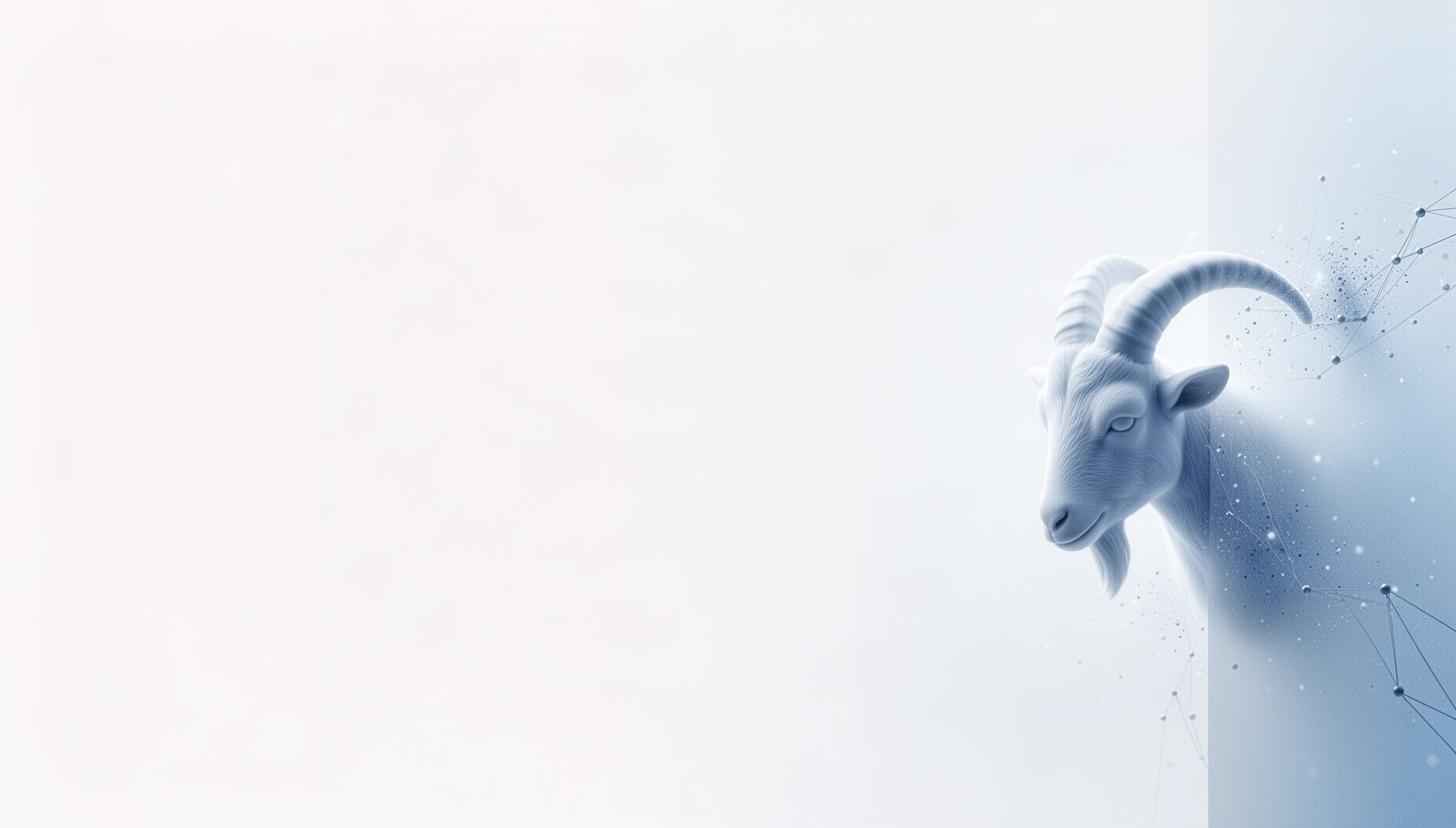 Goat PowerPoint background with a holographic goat horn on the right edge, white