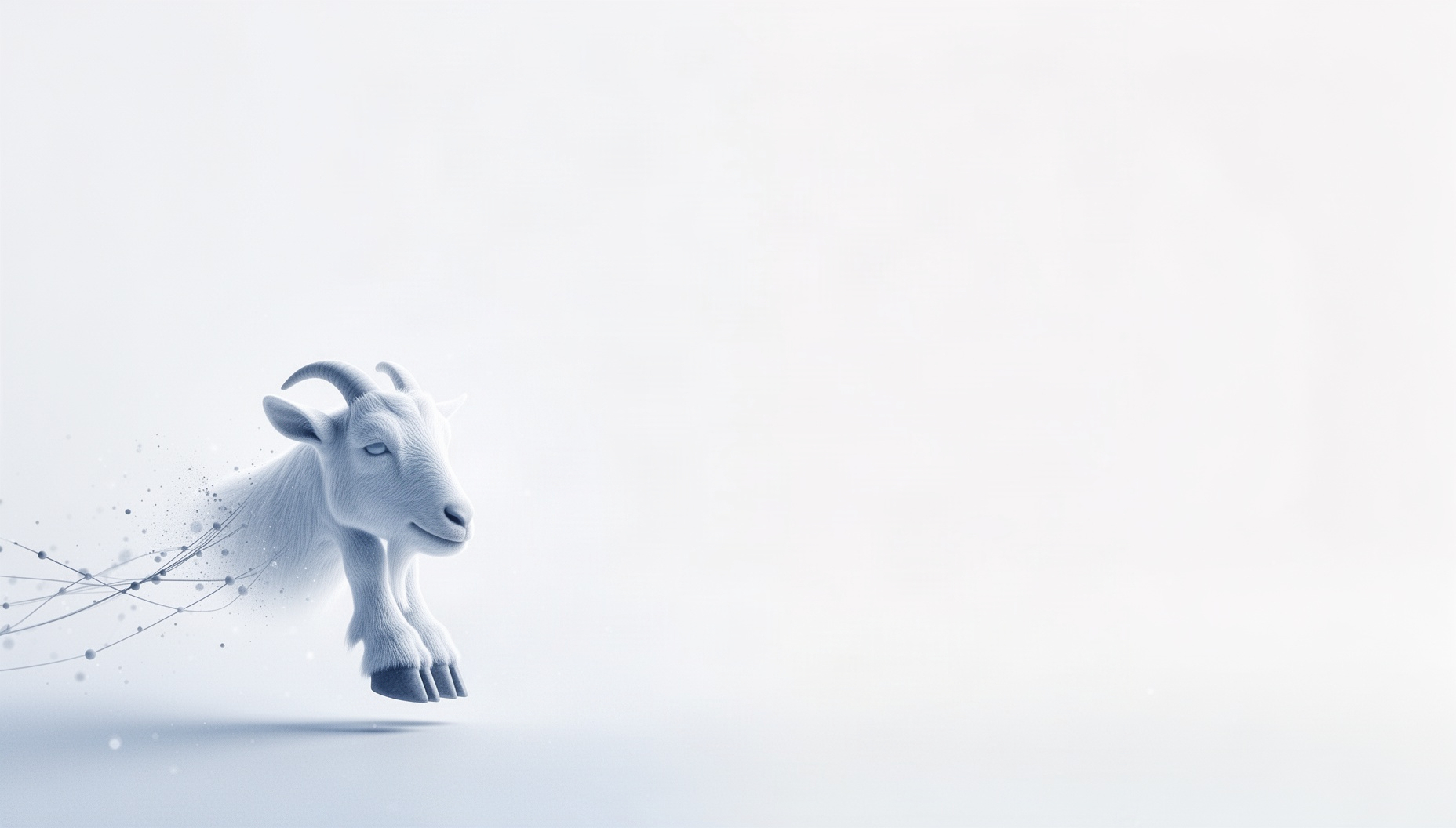 Goat PowerPoint background with a holographic goat hoof in opposite corners, white
