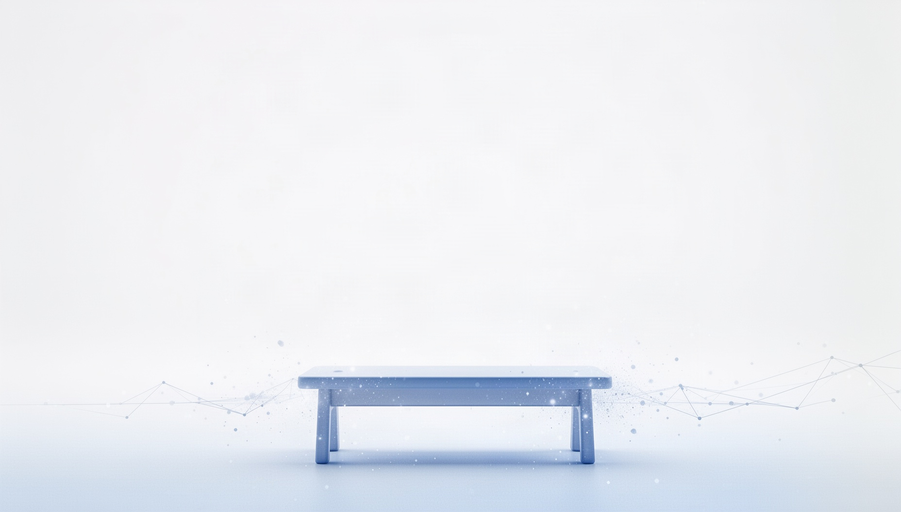 School presentation background with a holographic classroom bench along the bottom edge, white