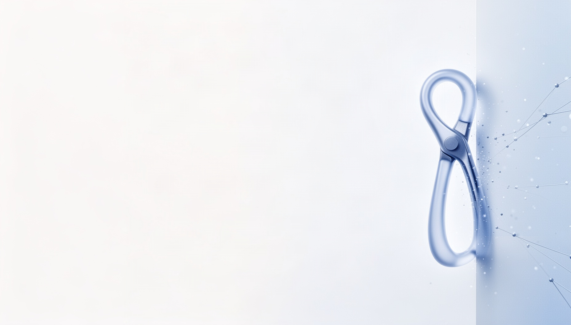 Maternity slide background with a holographic obstetric forceps handle on the right edge, white