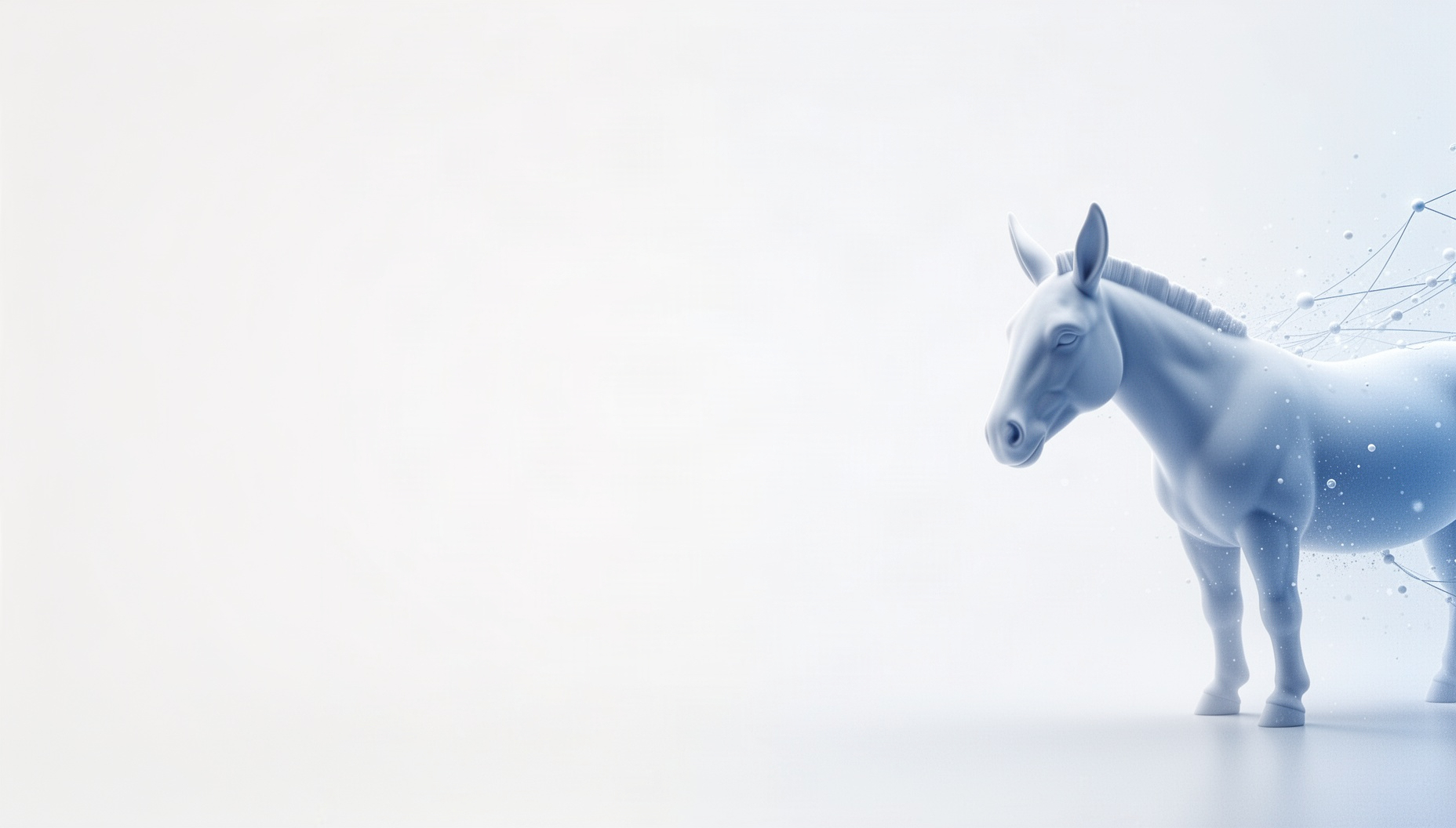 Farm PowerPoint background with a holographic draft mule on the right edge, white