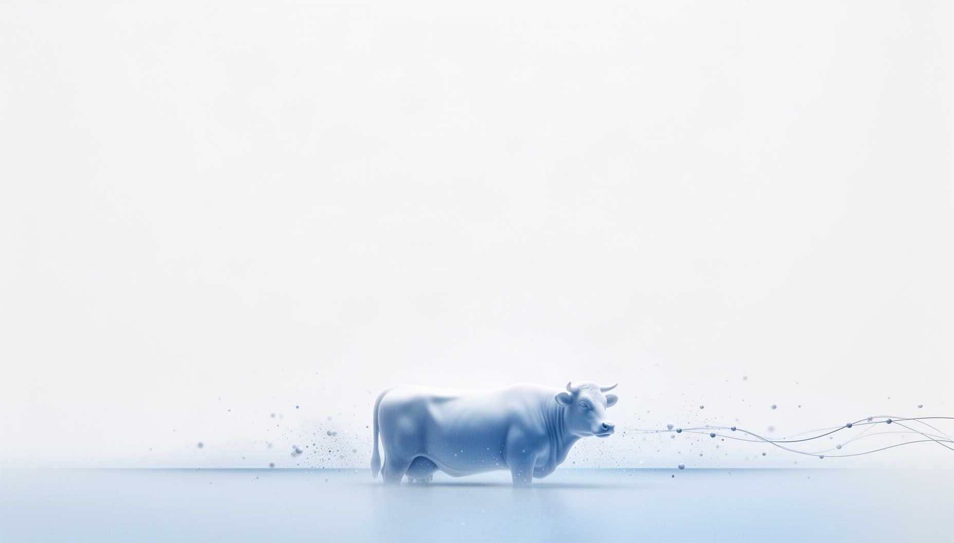Farm slide background with a holographic cow back along the bottom edge, white
